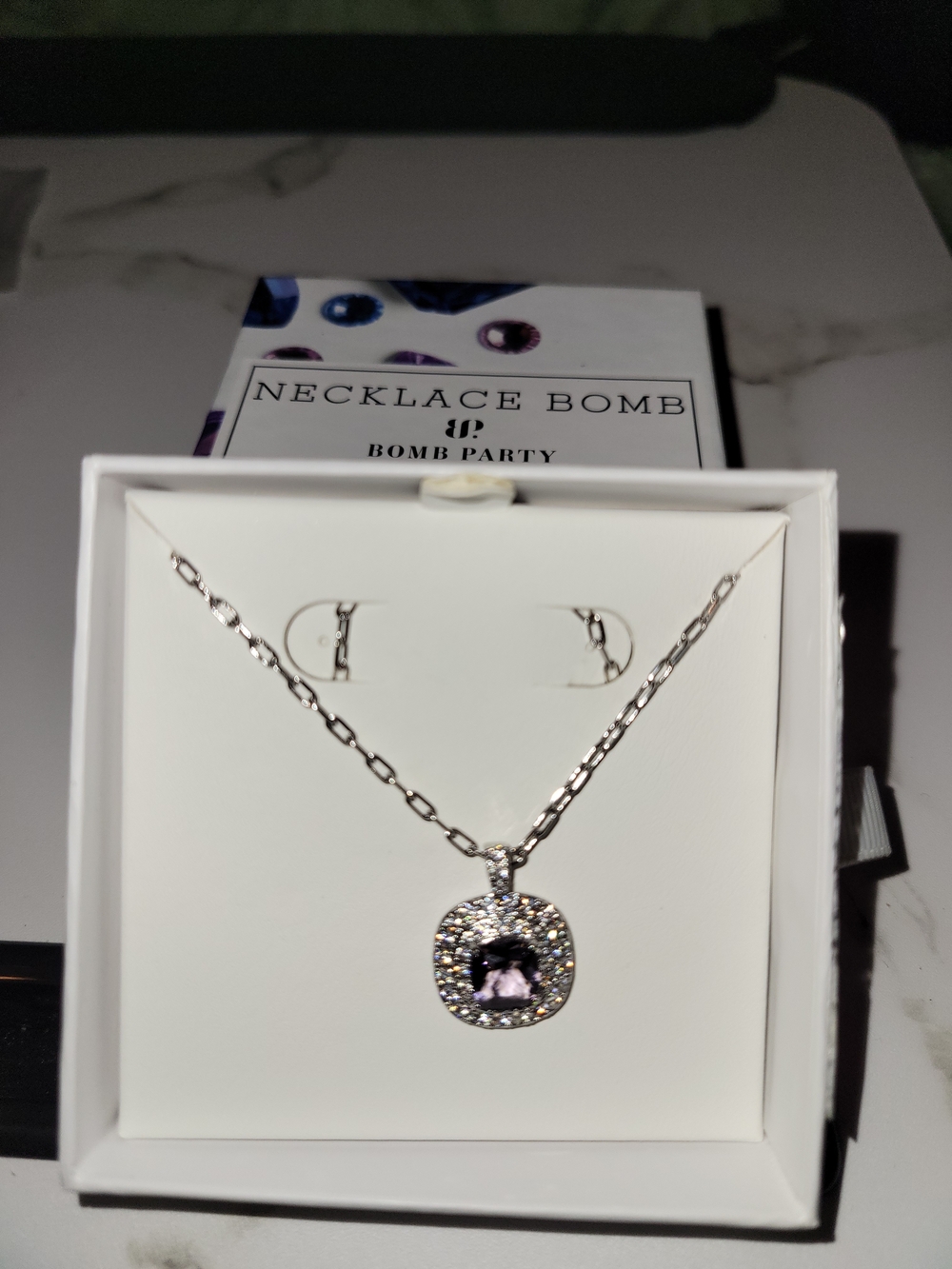 Bomb Party Lab Created Amethyst Necklace - Purple Rhodium Plate